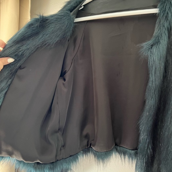 NWOT Free People Frankie Green Multicolored 70s Y2K Faux Fur Coat - Picture 7 of 10